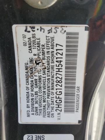 2HGFG12827H541217 - 2007 HONDA CIVIC EX RED photo 12