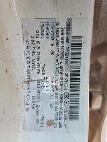 3MYDLBYV1KY519363 - 2019 TOYOTA YARIS L Ақ фото 12