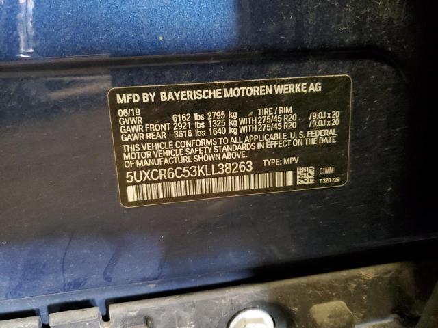 5UXCR6C53KLL38263 - 2019 BMW X5 XDRIVE40I BLUE photo 14