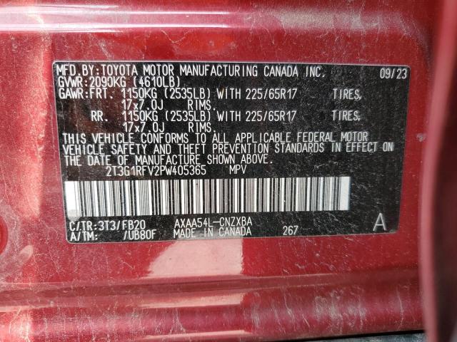 2T3G1RFV2PW405365 - 2023 TOYOTA RAV4 LE RED photo 14