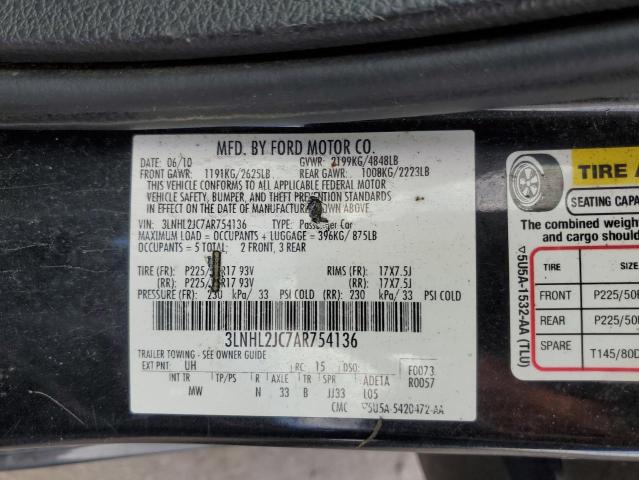 3LNHL2JC7AR754136 - 2010 LINCOLN MKZ BLACK photo 12