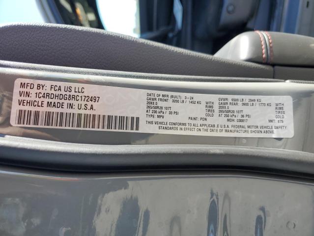 1C4RDHDG8RC172497 - 2024 DODGE DURANGO GT GRAY photo 13