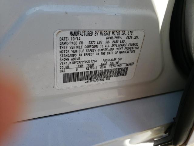 JN1BV7AP2FM331794 - 2015 INFINITI Q50 BASE Սպիտակ լուսանկար 12