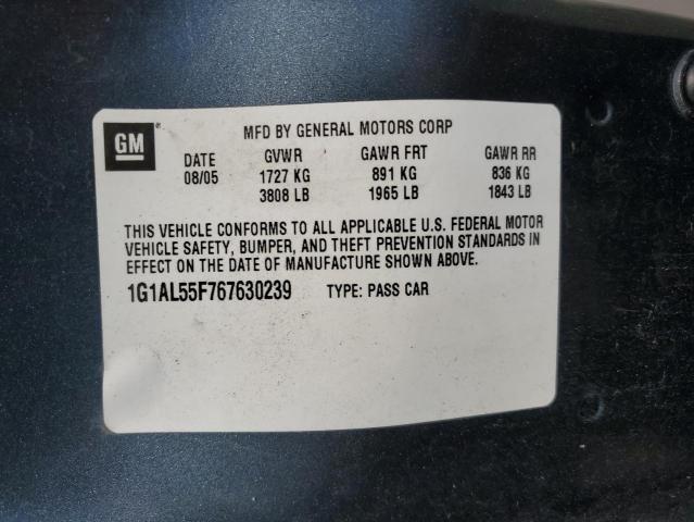 1G1AL55F767630239 - 2006 CHEVROLET COBALT LT BLUE photo 12