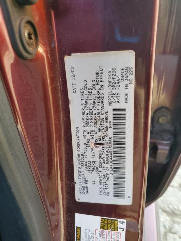 JTLKT324440151998 - 2004 TOYOTA SCION XB MAROON photo 13