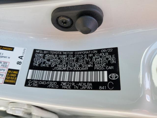 JTDBCMFE7P3000449 - 2023 TOYOTA COROLLA LE Ağ foto 12