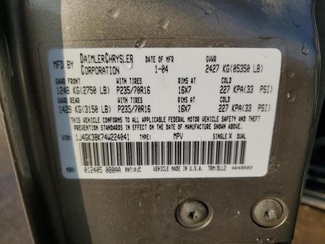 1J4GK38K74W224041 - 2004 JEEP LIBERTY RENEGADE 棕色 照片 14