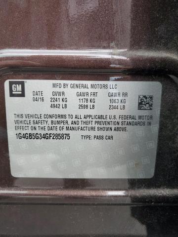 1G4GB5G34GF285875 - 2016 BUICK LACROSSE BURGUNDY photo 12