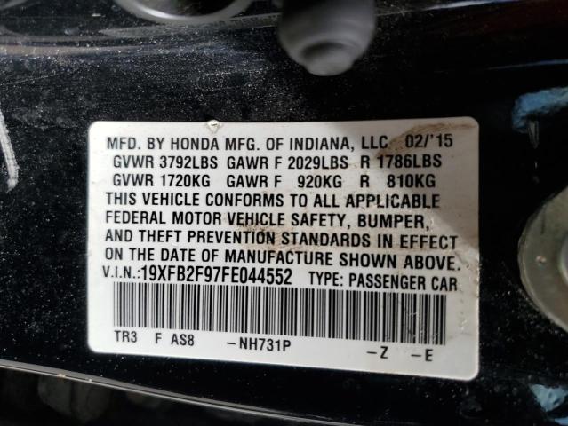 19XFB2F97FE044552 - 2015 HONDA CIVIC EXL Qara foto 12