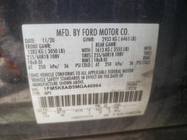 1FM5K8AB5MGA46964 - 2021 FORD EXPLORER POLICE INTERCEPTOR BLACK photo 13