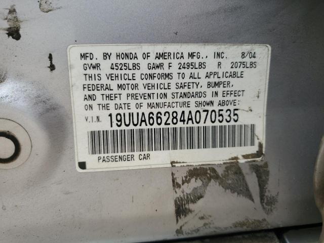 19UUA66284A070535 - 2004 ACURA TL SILVER photo 12