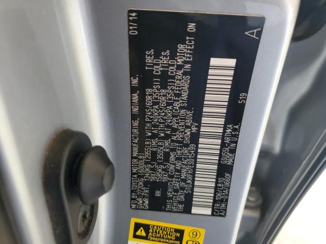 5TDJKRFH7ES015499 - 2014 TOYOTA HIGHLANDER XLE ვერცხლისფერი ფოტო 13