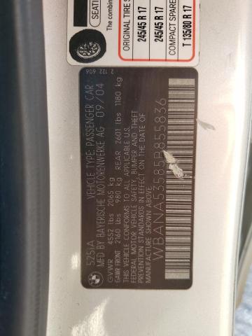 WBANA53585B855836 - 2005 BMW 525 I SILVER photo 12