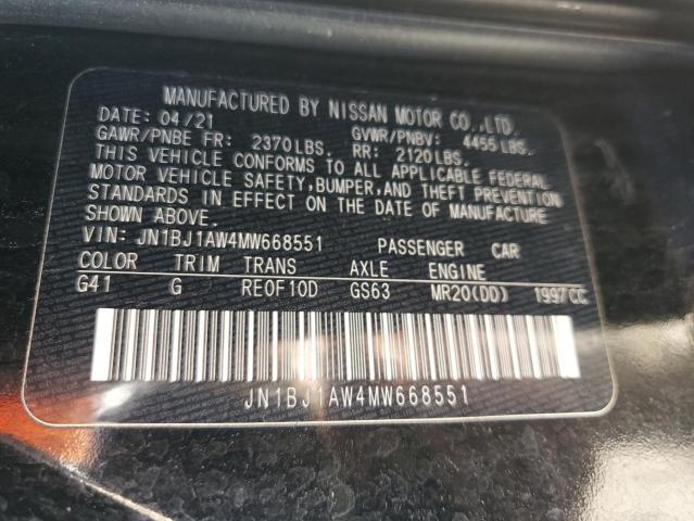 JN1BJ1AW4MW668551 - 2021 NISSAN ROGUE SPOR S BLACK photo 13