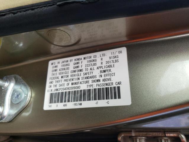 JHMCP26409C009080 - 2009 HONDA ACCORD LXP TAN photo 12