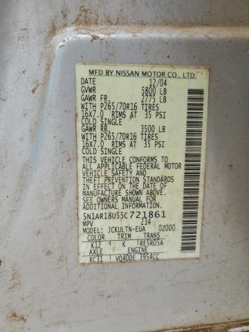 5N1AR18U55C721861 - 2005 NISSAN PATHFINDER LE 银色 照片 13