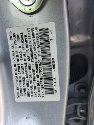 19XFB2F73FE247629 - 2015 HONDA CIVIC SE SILVER photo 12