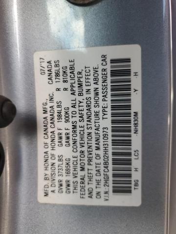 2HGFC4B02HH310973 - 2017 HONDA CIVIC LX Gümüş foto 12