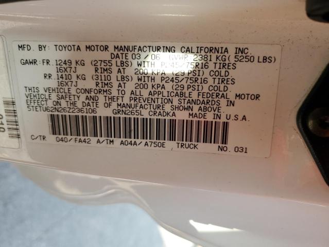 5TETU62N26Z236106 - 2006 TOYOTA TACOMA PRERUNNER ACCESS CAB WHITE photo 13