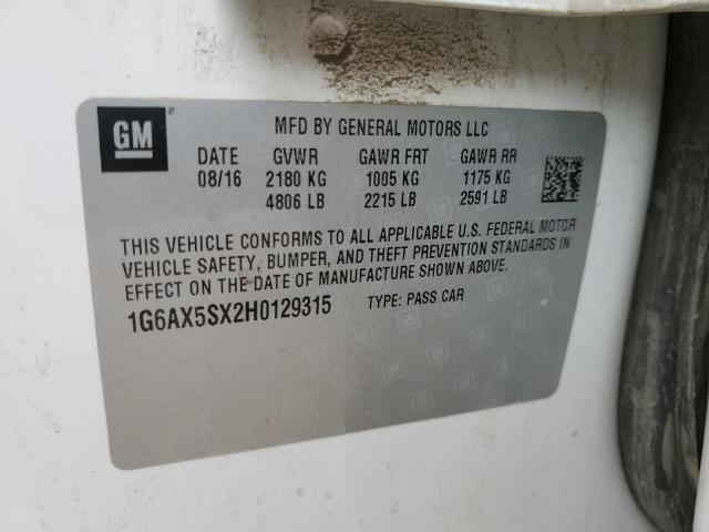 1G6AX5SX2H0129315 - 2017 CADILLAC CTS LUXURY WHITE photo 12