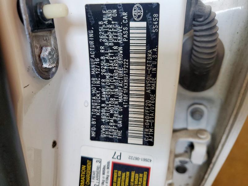 4T1BF1FKXHU717222 - 2017 TOYOTA CAMRY LE 白色 照片 13