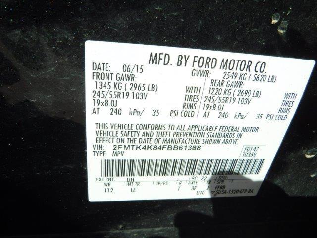 2FMTK4K84FBB61388 - 2015 FORD EDGE TITANIUM GRAY photo 12