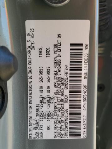 3TMCZ5AN5PM601308 - 2023 TOYOTA TACOMA DOUBLE CAB ნაცრისფერი ფოტო 12