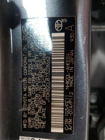 JTDKB20U873228662 - 2007 TOYOTA PRIUS GRAY photo 12