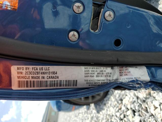 2C3CDZBT4NH131954 - 2022 DODGE CHALLENGER R/T 蓝色 照片 12