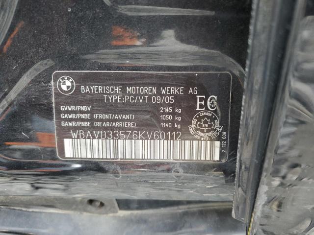 WBAVD33576KV60112 - 2006 BMW 330 XI BLACK photo 13