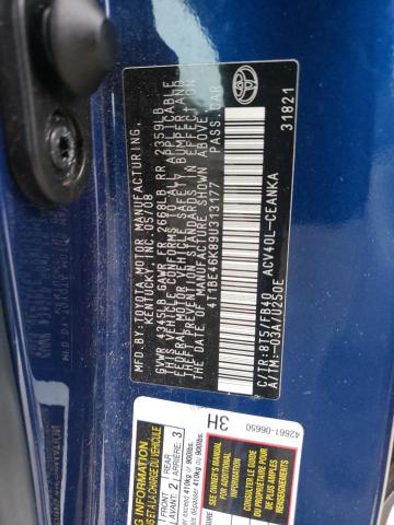 4T1BE46K89U313177 - 2009 TOYOTA CAMRY BASE BLUE photo 12