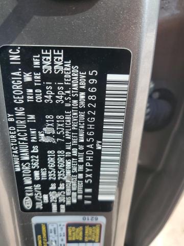 5XYPHDA56HG228695 - 2017 KIA SORENTO EX GRAY photo 13