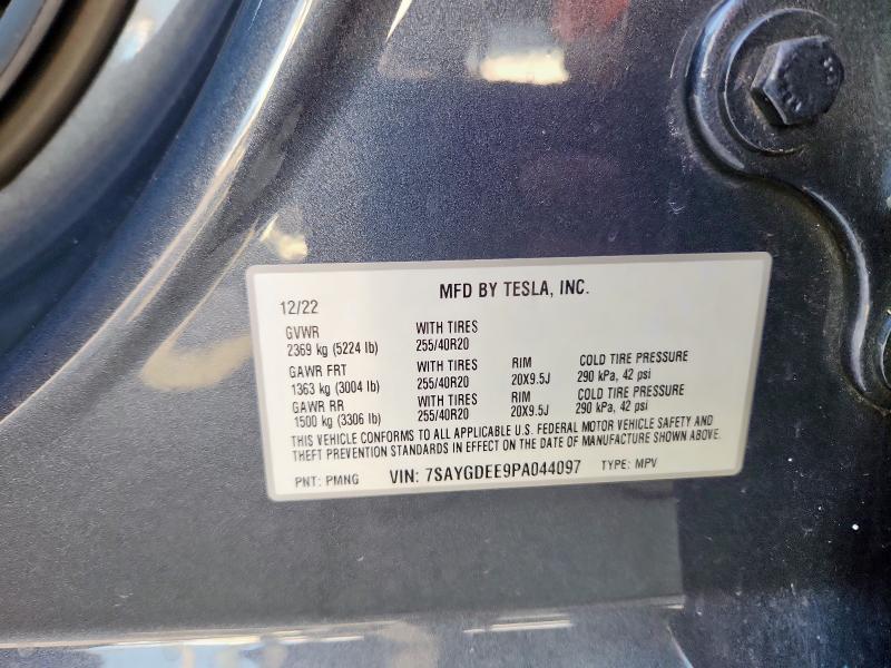 7SAYGDEE9PA044097 - 2023 TESLA MODEL Y Մոխրագույն լուսանկար 13