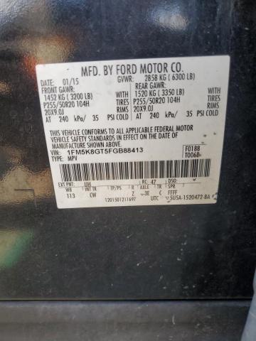 1FM5K8GT5FGB88413 - 2015 FORD EXPLORER SPORT BLACK photo 13