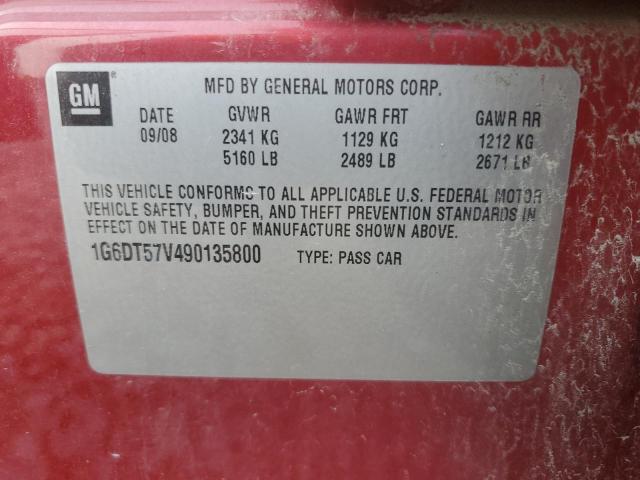 1G6DT57V490135800 - 2009 CADILLAC CTS HI FEATURE V6 RED photo 12