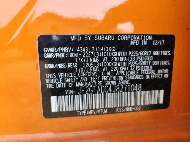JF2GTADC4J8271048 - 2018 SUBARU CROSSTREK PREMIUM Orange Foto 14