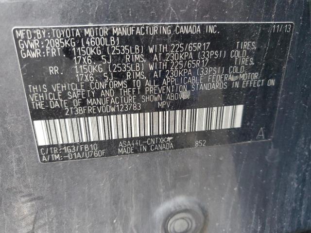 2T3BFREV0DW123783 - 2013 TOYOTA RAV4 LE GRAY photo 13