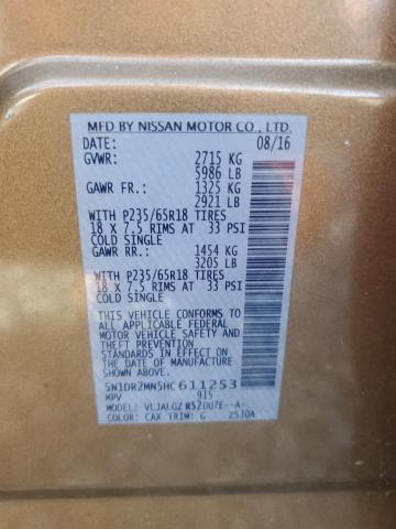 5N1DR2MN5HC611253 - 2017 NISSAN PATHFINDER S BROWN photo 13