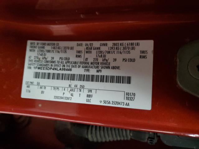 1FMEE5DP4NLA98446 - 2022 FORD BRONCO BASE ORANGE photo 13