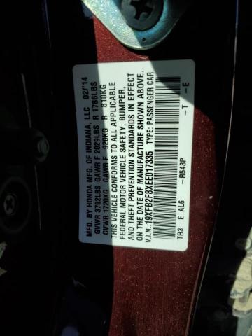 19XFB2F8XEE017335 - 2014 HONDA CIVIC EX BURGUNDY photo 12