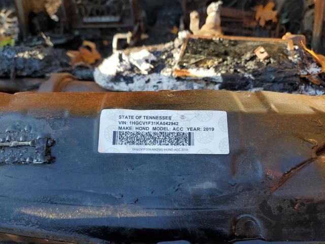 1HGCV1F31KA042942 - 2019 HONDA ACCORD SPORT Қара фото 12