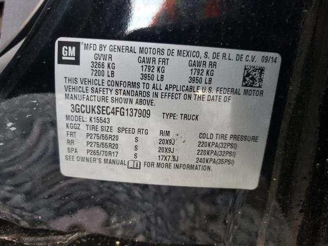 3GCUKSEC4FG137909 - 2015 CHEVROLET 1500 K1500 LTZ BLACK photo 12