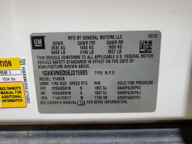 1GKKVNED5EJ215883 - 2014 GMC ACADIA SLE WHITE photo 13