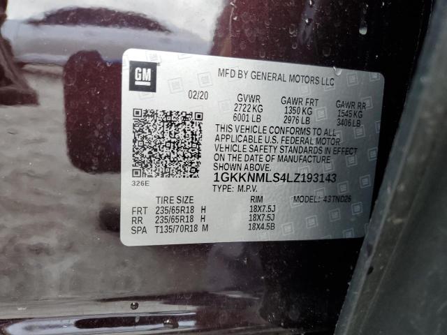 1GKKNMLS4LZ193143 - 2020 GMC ACADIA SLT Kasztanowy zdjęcie 13