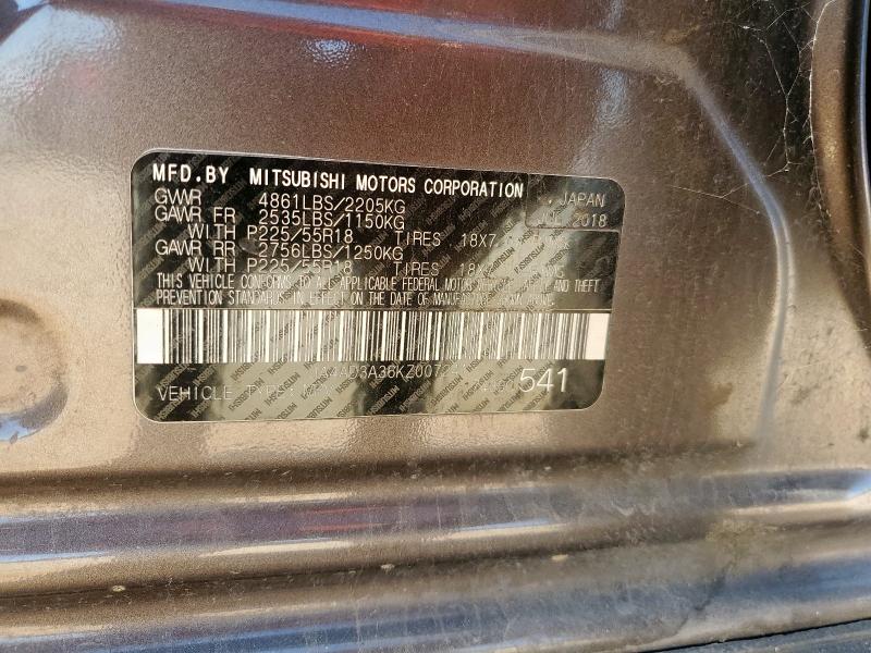 JA4AD3A36KZ007241 - 2019 MITSUBISHI OUTLANDER SE GRAY photo 13