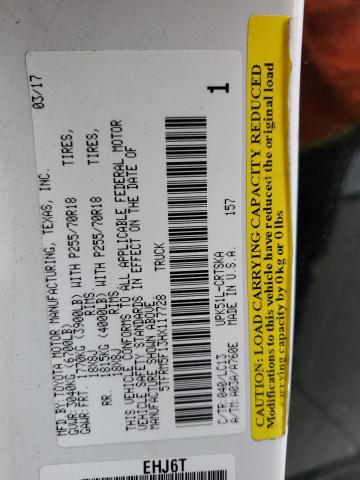 5TFRM5F13HX117728 - 2017 TOYOTA TUNDRA DOUBLE CAB SR/SR5 GRAY photo 12