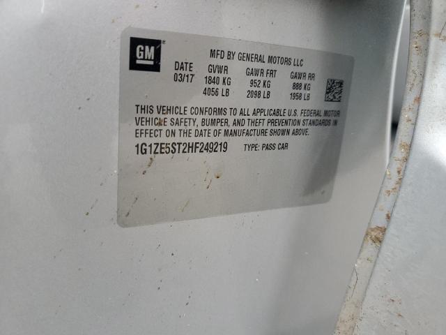 1G1ZE5ST2HF249219 - 2017 CHEVROLET MALIBU LT SILVER photo 12