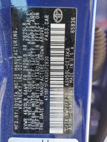4T1BF1FKXGU572830 - 2016 TOYOTA CAMRY LE BLUE photo 12