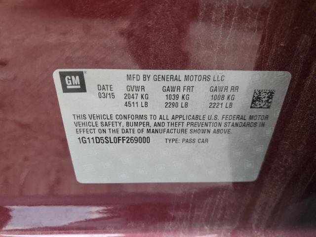 1G11D5SL0FF269000 - 2015 CHEVROLET MALIBU 2LT RED photo 12