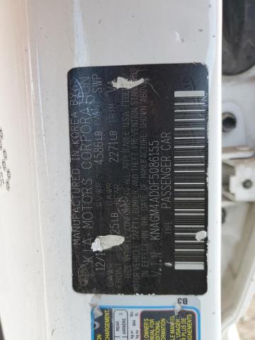 KNAGM4AD0F5086155 - 2015 KIA OPTIMA HYBRID WHITE photo 12